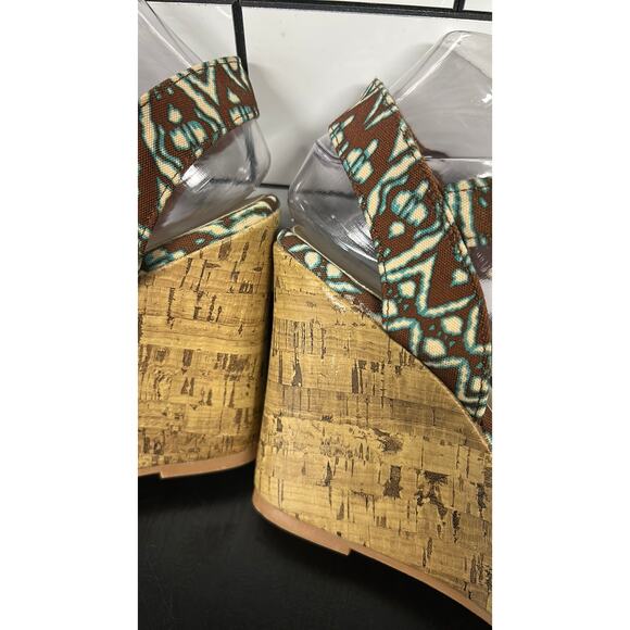 Christian Siriano Cork Platform Wedges Southwest Open Toe Size 7 - Picture 8 of 10